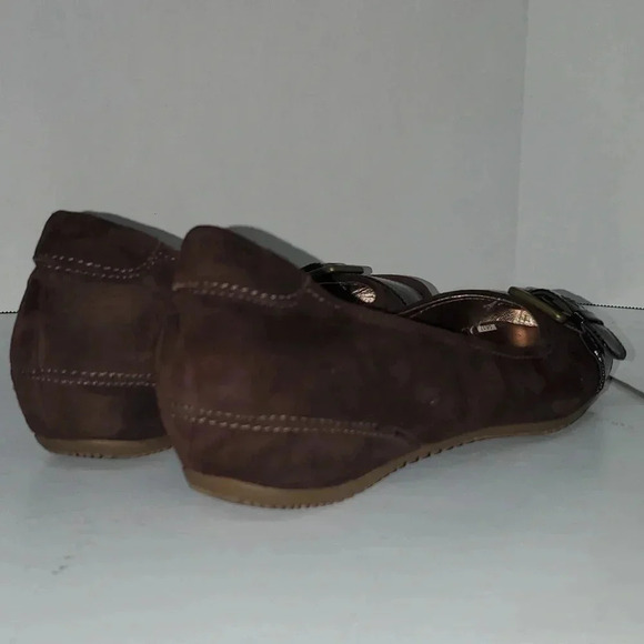 ECCO BUCKLE BALLERINA FLATS SUEDE COFFEE ESPRESSO BROWN WOMENS 37 - Picture 5 of 14